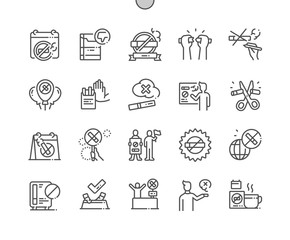 World No Tobacco Day Well-crafted Pixel Perfect Vector Thin Line Icons 30 2x Grid for Web Graphics and Apps. Simple Minimal Pictogram