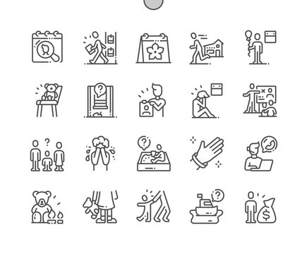 International Missing Children’s Day Well-crafted Pixel Perfect Vector Thin Line Icons 30 2x Grid for Web Graphics and Apps. Simple Minimal Pictogram