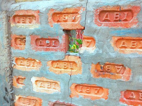 cracked brick wall
