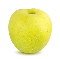 Fresh yellow apple isolated on white background with clipping path