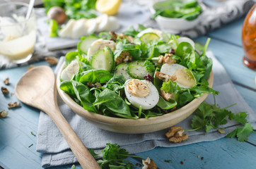 Homemade eggs spinach salad
