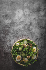Homemade eggs spinach salad