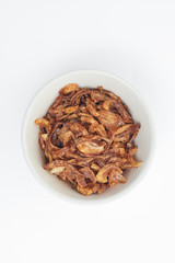 garlic fried on white background