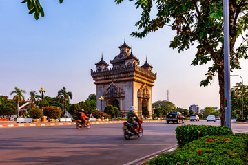 Patuxay monument landmark arch and war memorial in Vientiane, Laos