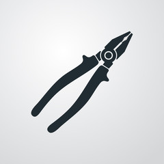 Icono plano alicates en fondo gris