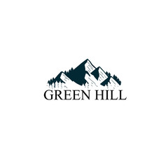 green hill logo icon with mountain logo illustration