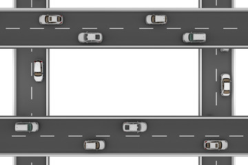 roads at right angles at different heights