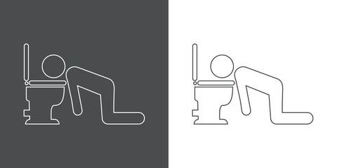 Icono plano lineal vómito, nausea en gris y blanco © teracreonte