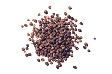 Black pepper peas on a white background. Isolated