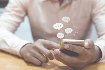 Business man mobile using ,Social, media, Marketing concept