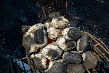 Fototapeta na wymiar Barbecue coals closeup