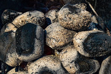 Barbecue coals closeup