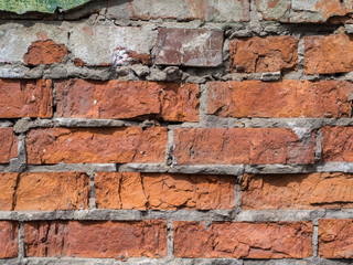 Texture of old brick wall close up.