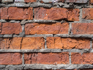 Texture of old brick wall close up.