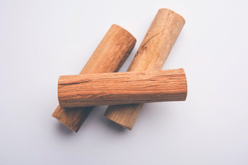 close up of sandalwood isolatd on the white background