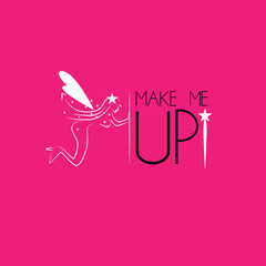 make me up logo with fairy illustration