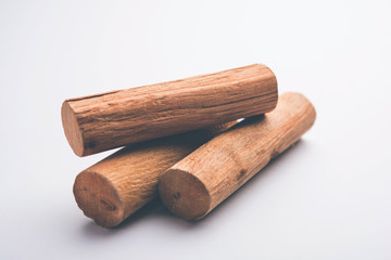 close up of sandalwood isolatd on the white background
