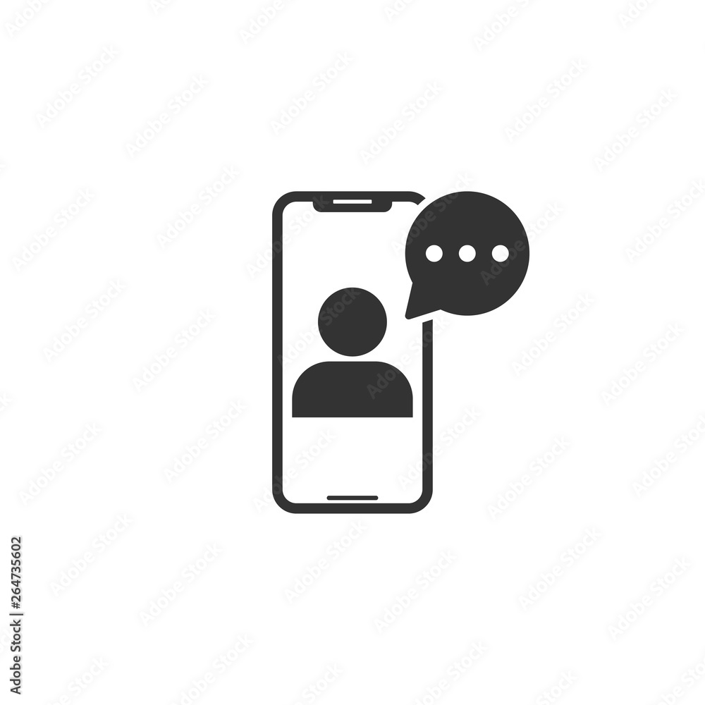 Poster online training in smartphone icon in simple design. vector illustration