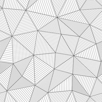 Modern mesh texture with parallel fibers. Light black and white backdrop. Seamless vector pattern. Abstract geometric background with triangles and thin lines.