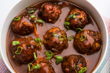 Veg or chicken Manchurian with gravy - Popular indo chinese food