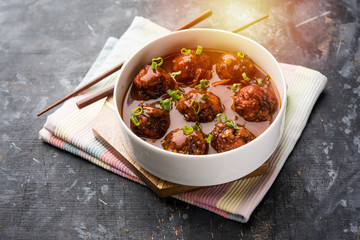 Veg or chicken Manchurian with gravy - Popular indo chinese food