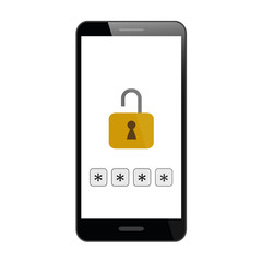 lock password protected smartphone pin code vector illustration EPS10