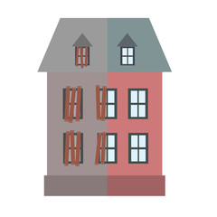 Renovation building House before and after repair vector illustration.