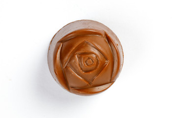 Chocolate truffle hart square cube rose flower shape on white background