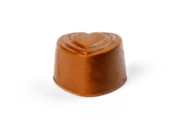 Chocolate truffle hart square cube rose flower shape on white background