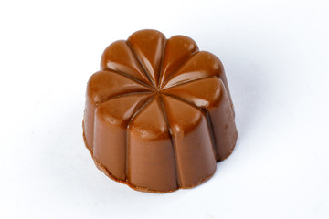Chocolate truffle hart square cube rose flower shape on white background