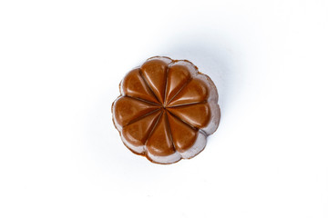 Chocolate truffle hart square cube rose flower shape on white background