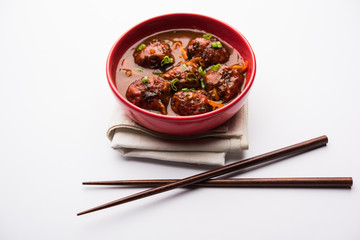 Veg or chicken Manchurian with gravy - Popular indo chinese food © Arundhati