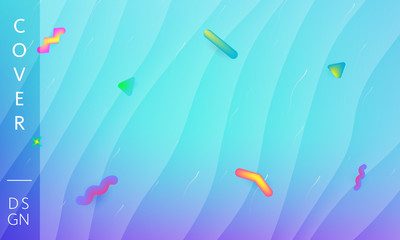 Blue waves modern background. Memphis backdrop. Vector design template for poster, banner or any cover