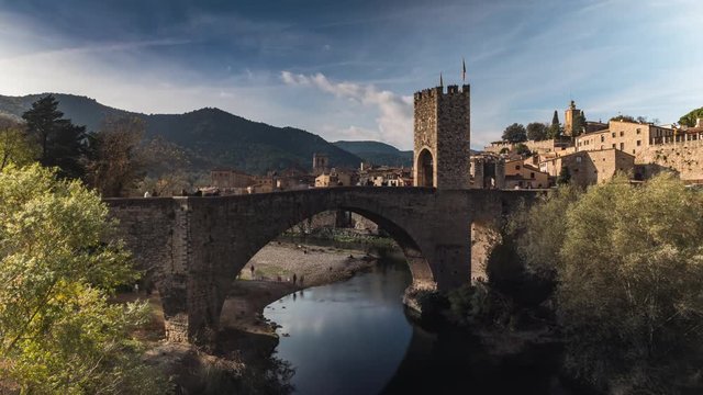 Medival bridge in Besalu, Catalonia, Spain