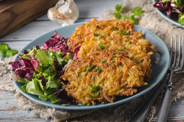 Homemade crispy potato pancakes