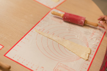 dough mat. Cooking Croissants with Cocoa