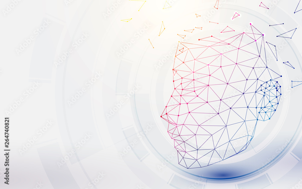 Aufkleber human face from lines, triangles and particle style design. illustration vector