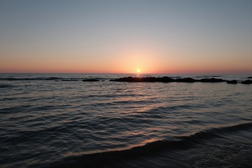 Costa Ballena, Spain; september, 2018: Costa Ballena beach at sunset, Cadiz, Andalusia, Spain