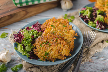Homemade crispy potato pancakes