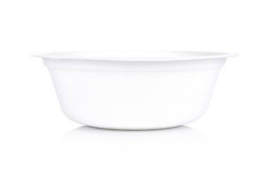 White paper bowl on white background