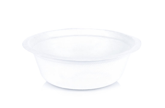 White paper bowl on white background