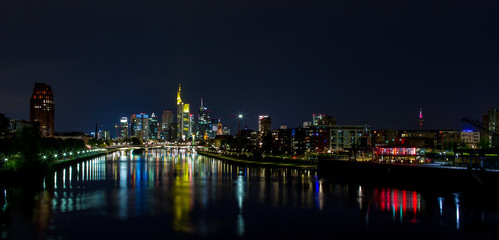 Fototapeta na wymiar Night city view of Frankfurt am Main in Germany