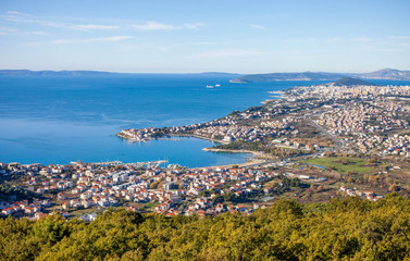 Fototapeta premium Panorama view of Stobreč and Split in Croatia