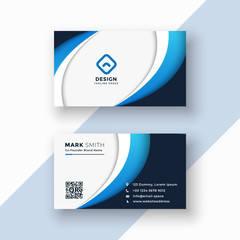stylish blue wave business card design template