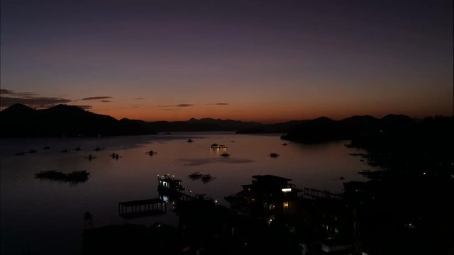 Time lapse sunset from top of hill in Coron, Philippines