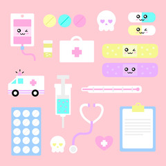 Cute simple medical symbol icons