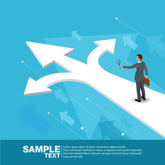 Future Business Leader Concept Finance Manager Business Man Stand on rocket.Flat Isometric People Executive Manager Vector Investor trader Business future vision Individual success