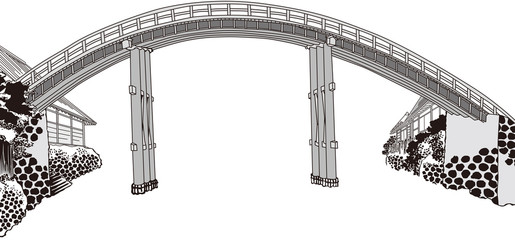 浮世絵　建物　その6　白黒