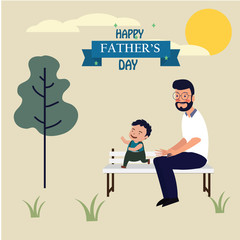 Happy Father’s Day Calligraphy greeting card. Vector illustration. - Vector