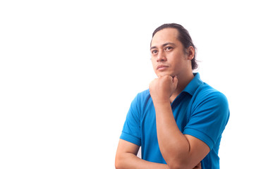 Funny Young Man Thinking Expression, Looking to The Side